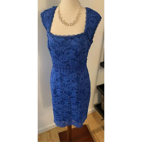 Ann Taylor blue lace dress size 2 - Picture 1 of 8